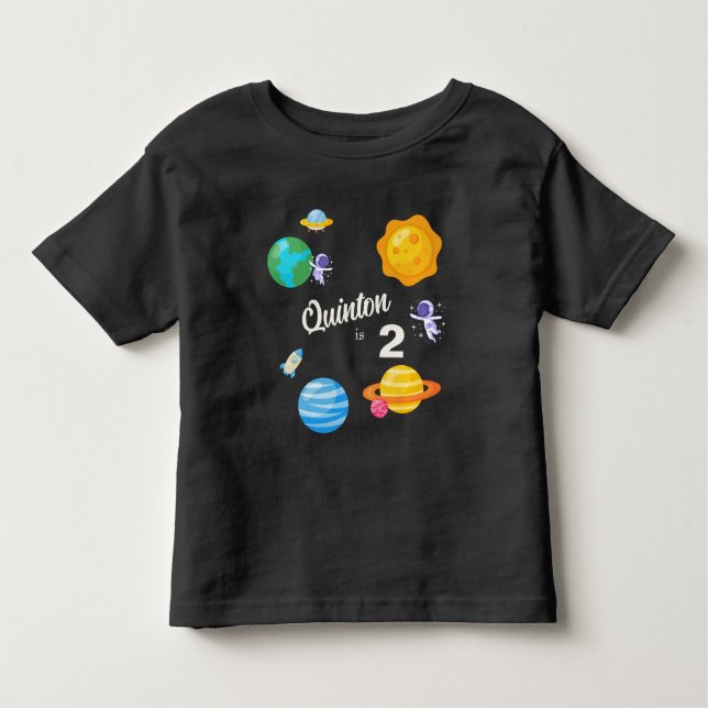 Astronaut Planets 2. Geburtstag Kleinkind T-shirt (Vorderseite)