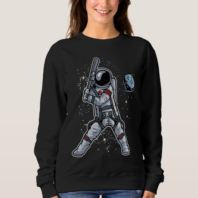Astronaut Playing Baseball Homerun Sport Kid Men W Sweatshirt (Vorderseite)