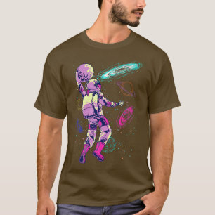 Astronaut Playing Basketball Slam Dunking in Space T-Shirt