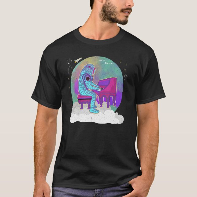 Astronaut Playing Piano On A Cloud In Outer Space  T-Shirt (Vorderseite)