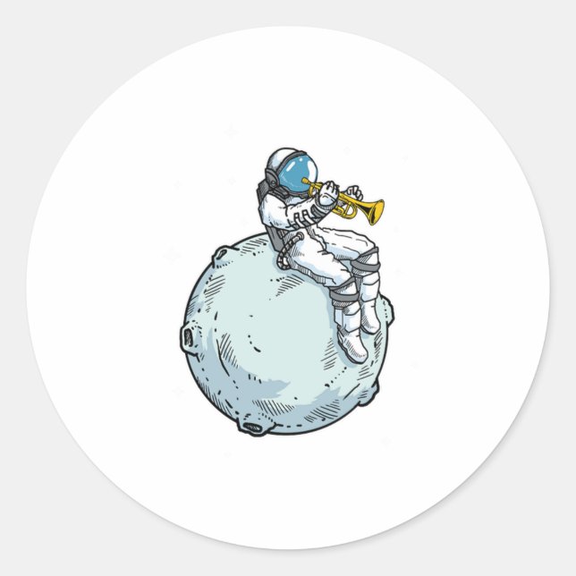 Astronaut Playing Trumpet Music Trumpet Lover Gift Runder Aufkleber (Vorderseite)