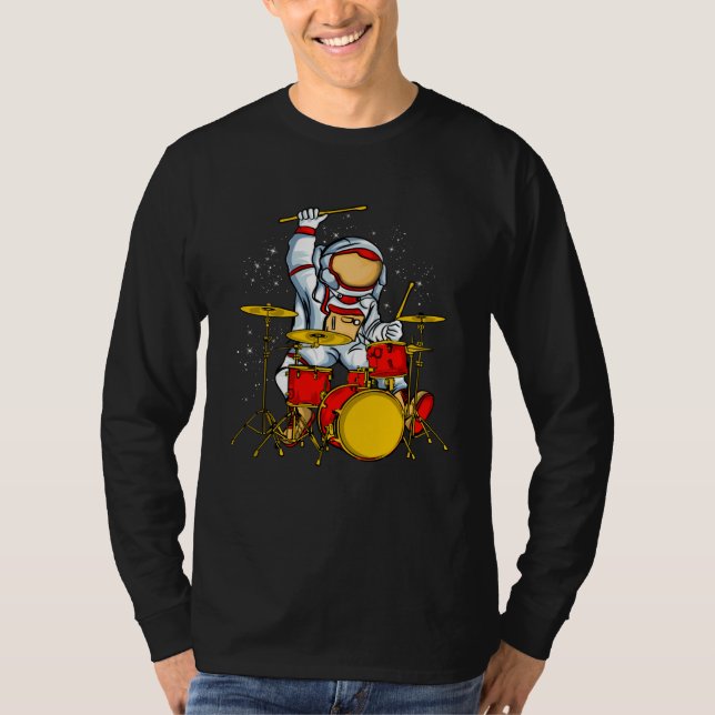 Astronaut Plays Drummer Galaxy Space Children T-Shirt (Vorderseite)