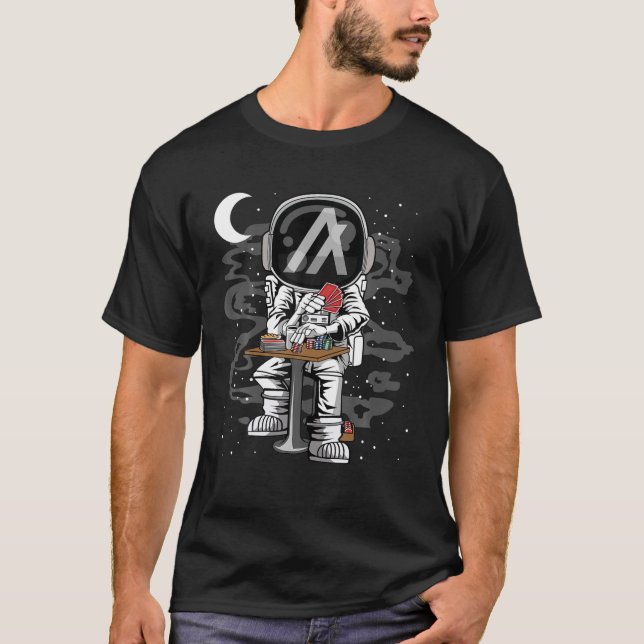 Astronaut Poker Algorand ALGO Münze zum Mondschrei T-Shirt (Vorderseite)