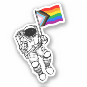Astronaut Progress Pride Flag Aufkleber