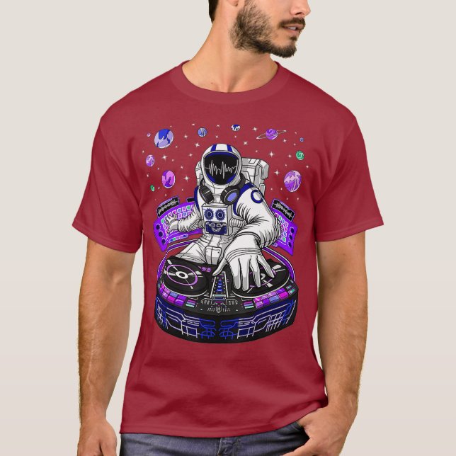 Astronaut Psychedelic Music DJ Psytrance Techno T-Shirt (Vorderseite)