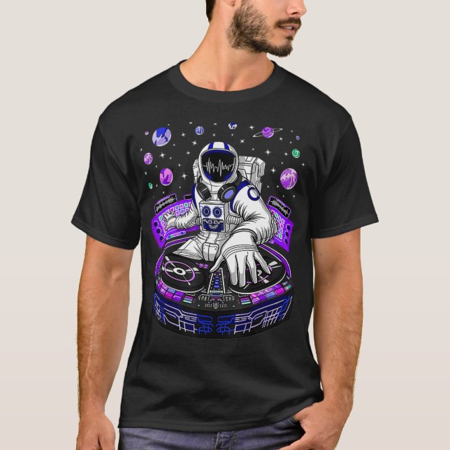 Astronaut Psychedelic Music DJ Psytrance Techno T-Shirt (Vorderseite)