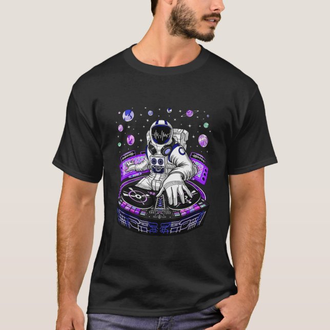 Astronaut Psychedelic Music DJ T-Shirt (Vorderseite)