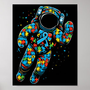 Astronaut Puzzle Autismus Bewusstsein Autistische Poster