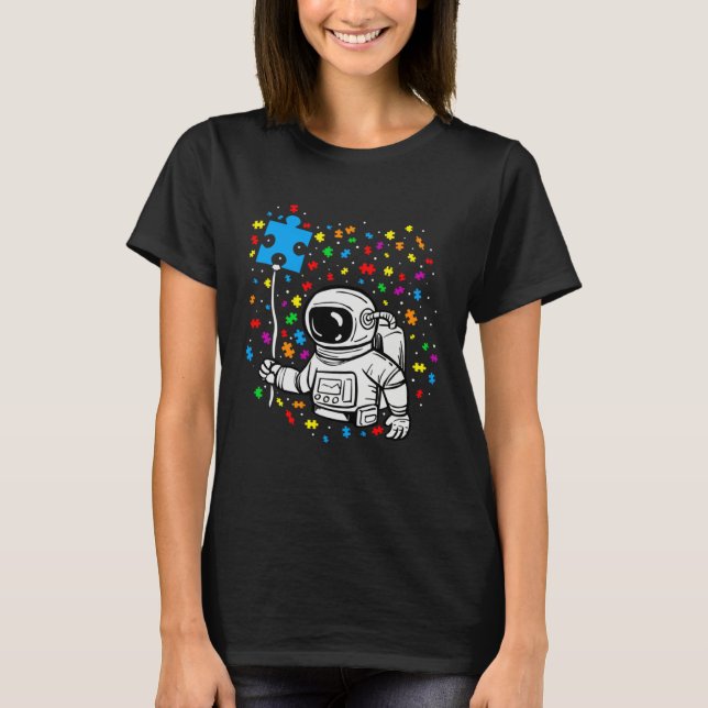 Astronaut Puzzle Piece Balloon Autism Awareness Sp T-Shirt (Vorderseite)