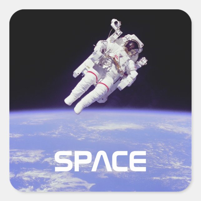 Astronaut Quadratischer Aufkleber (Vorderseite)