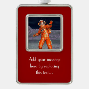 Astronaut Rahmen-Ornament Silber