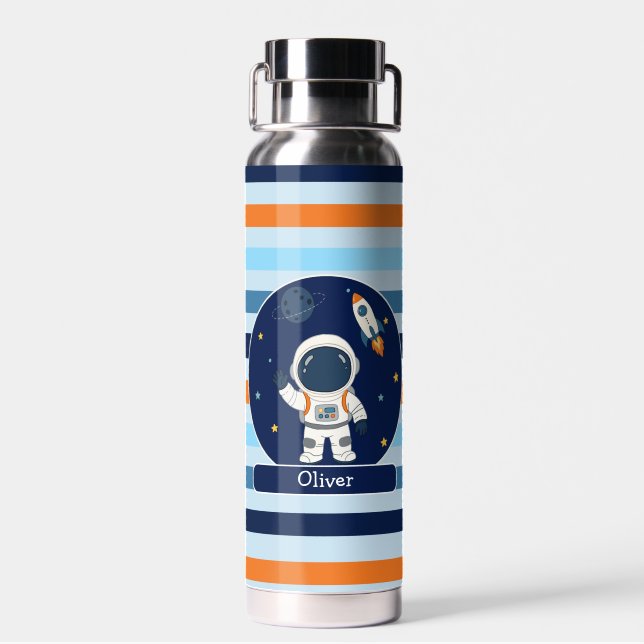 Astronaut Rakete Weltraum Kinder  Trinkflasche (Rückseite)