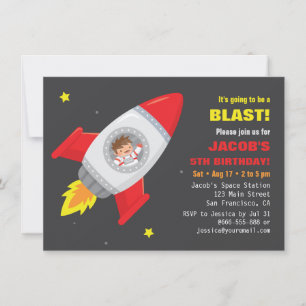 Astronaut Raketenschiff Weltraum Kinder Geburtstag Einladung