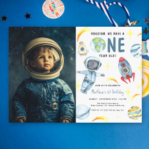 Astronaut Raum Erste Geburtstagseinladung Einladung
