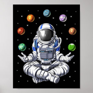 Astronaut Raum Planeten Meditation Yoga Spirituell Poster
