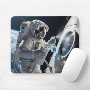 Astronaut reinigt Raumfahrzeugfenster Mousepad