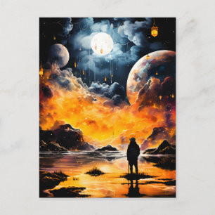 Astronaut Reisen Kosmischer Horizont Reise Feiertagspostkarte