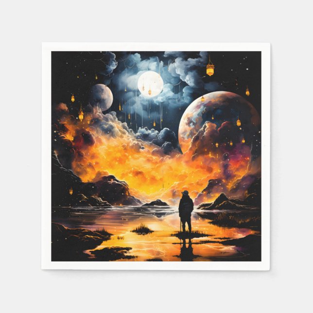 Astronaut Reisen Kosmischer Horizont Reise Serviette (Vorderseite)