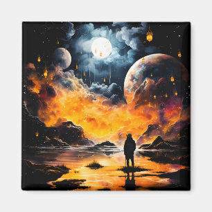 Astronaut Reisender Kosmischer Horizont Reise Magnet
