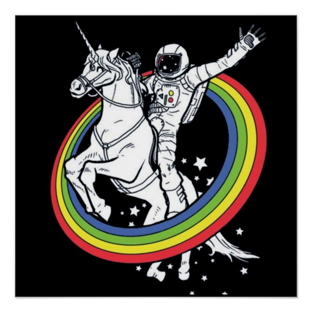 Astronaut reitet auf Einhorn  Poster (Vorderseite)
