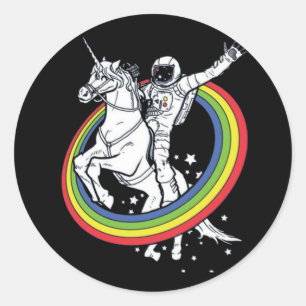 Astronaut reitet auf Einhorn Runder Aufkleber
