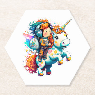 Astronaut reitet ein Niedliches buntes Einhorn Untersetzer