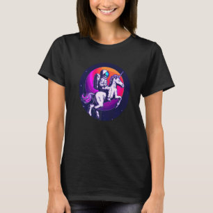 Astronaut Reitet Einhorn Weltraum Retro Farben Syn T-Shirt