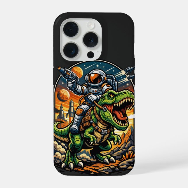 Astronaut Riding a T-Rex – Epic Space Dinosaur iPhone Hülle (Rückseite)