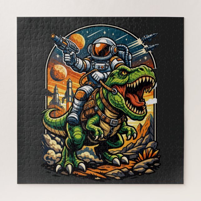 Astronaut Riding a T-Rex – Epic Space Dinosaur Puzzle (Vertikal)