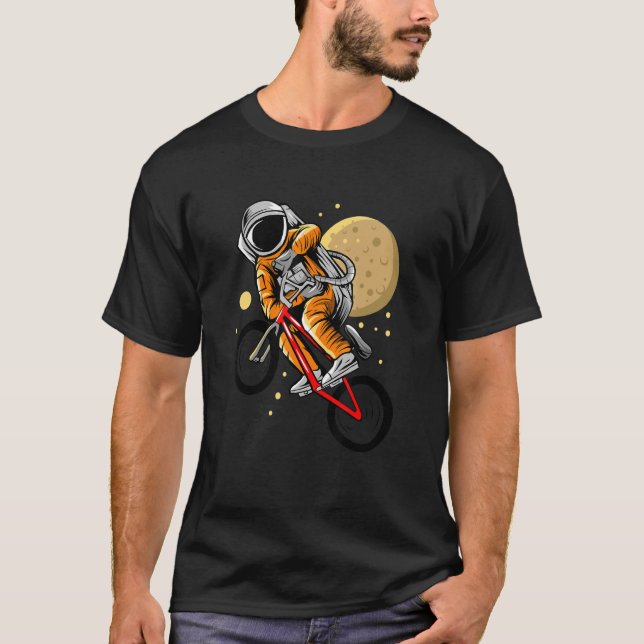 Astronaut Riding Bmx Moon Space Boys Girls Kids As T-Shirt (Vorderseite)