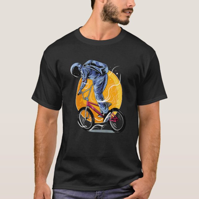 Astronaut Riding Bmx Moon Space Boys Girls Kids As T-Shirt (Vorderseite)
