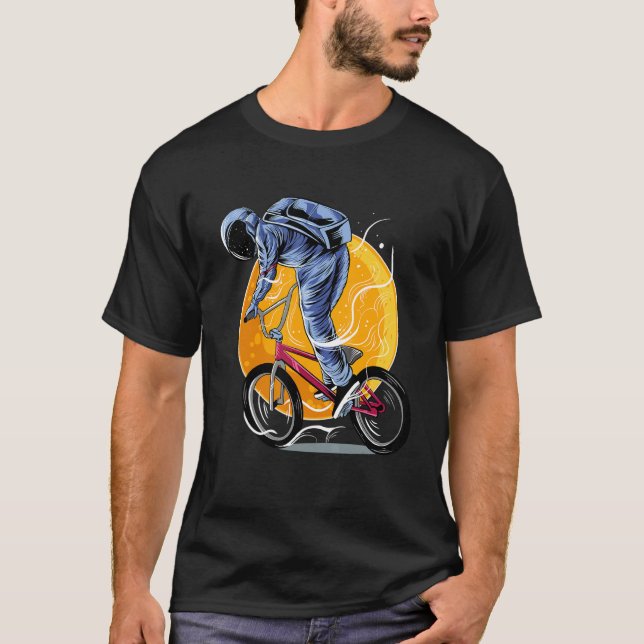 Astronaut Riding Bmx Moon Space Boys Girls Kids As T-Shirt (Vorderseite)
