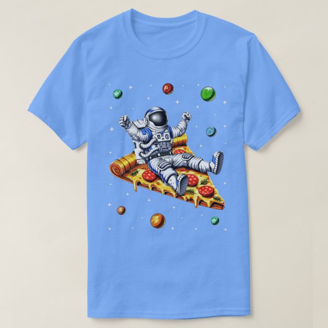 Astronaut Riding Pizza Slice T-Shirt (Design vorne)