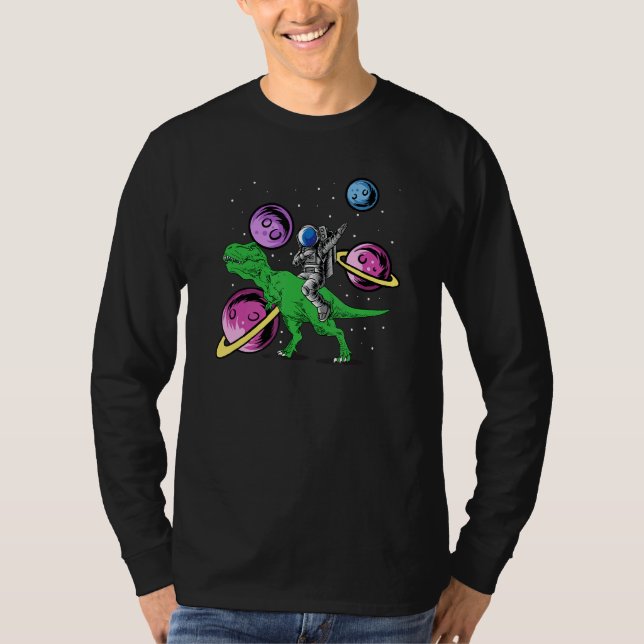 Astronaut Riding Rex Dinosaur Astro Space T-Shirt (Vorderseite)