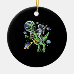 Astronaut Riding T-Rex Dinosaur Astro T-Rex Space Keramik Ornament