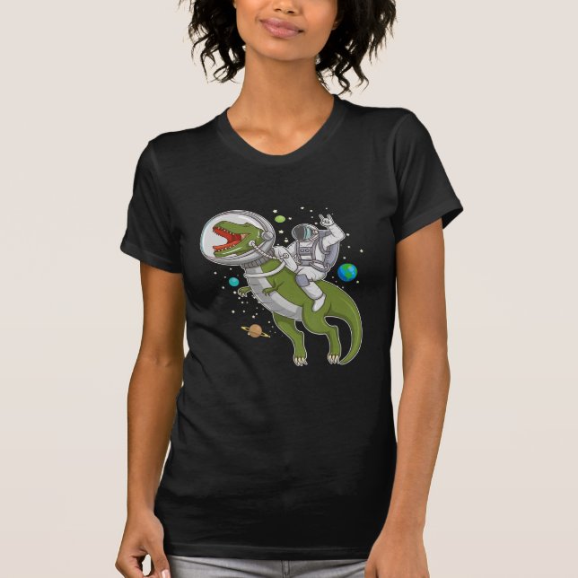 Astronaut Riding T-Rex Dinosaur Astro T-Rex Space T-Shirt (Vorderseite)