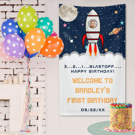 Astronaut Rocket Outer Space 1. Geburtstag Foto Banner
