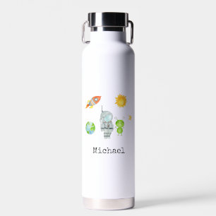 Astronaut Rocket Planets Stars Personalisierter Na Trinkflasche