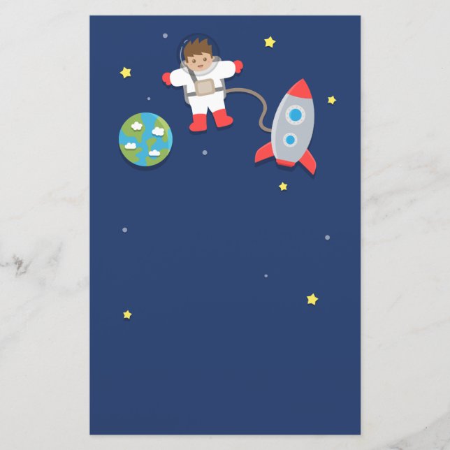 Astronaut, Rocket-Schiff, Weltraum, für Jungen Briefpapier (Vorderseite)