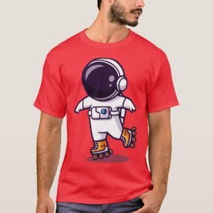 Astronaut Roller Skate Cartoon T-Shirt