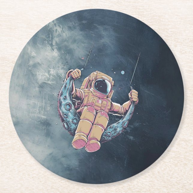 Astronaut Runder Pappuntersetzer (Vorderseite)