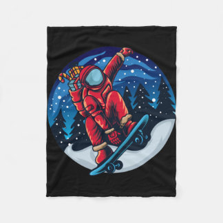 Astronaut Santa mit Skateboard Fleecedecke