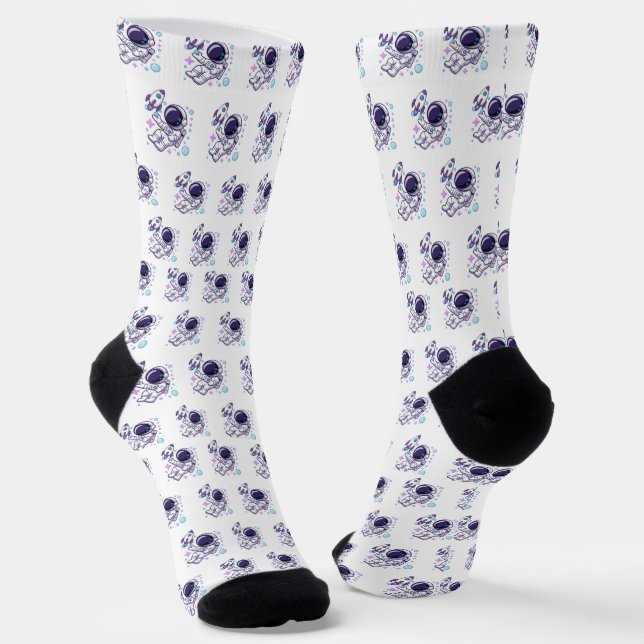 Astronaut Schönes Designmuster  Socken (Gewinkelt)