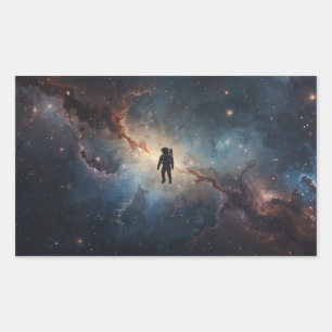 Astronaut schwebt durch die Weite des Weltraums Rechteckiger Aufkleber