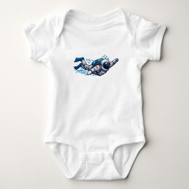 Astronaut Schwimmen Baby Strampler (Vorderseite)