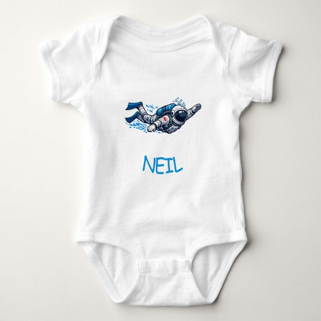 Astronaut Schwimmen Baby Strampler (Vorderseite)