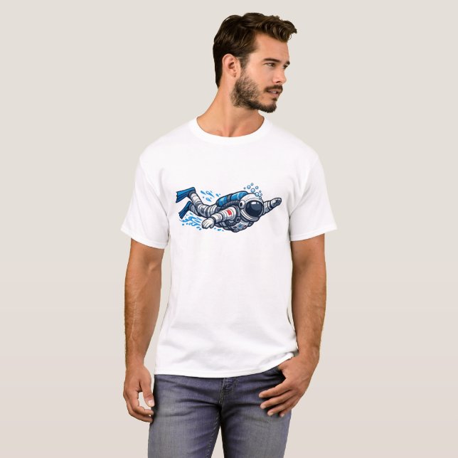 Astronaut Schwimmen T-Shirt (Vorne ganz)