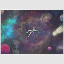 Astronaut schwimmt im Dekoupage Paper