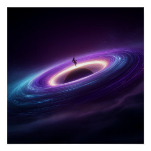 Astronaut-Silhouette auf der Akkretionsscheibe ein Poster