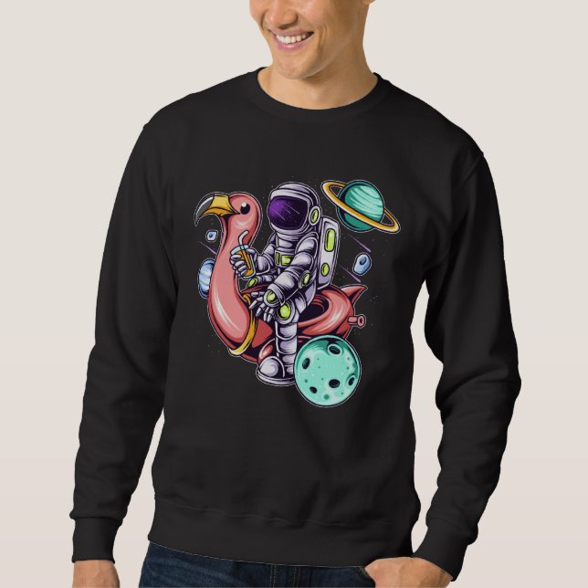 Astronaut Sitting on a Flamingo Summer Boy Girl Wo Sweatshirt (Vorderseite)
